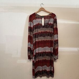 United Colors of Benetton Made in Italy Midi Abstract Dress Long sleeve Sz Lg